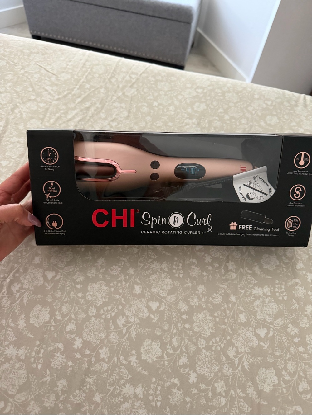 CHI Spin N Curl Ceramic Rotating Curler - Rose Gold/Black